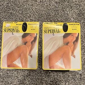 Vintage 70s Superval Black Control Top Pantyhose